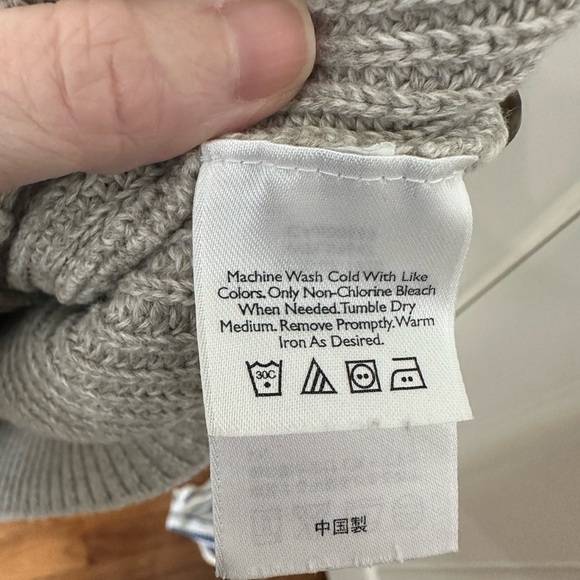 Eddie Bauer Men's Taupe Crewneck Henley Fisherman Sweater sz XL Tan Classic - Picture 4 of 6